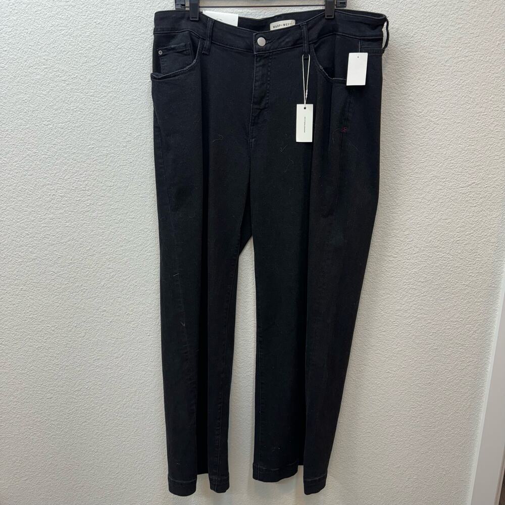 Warp + Weft Jeans Womens Plus Size 18 Black Nice Cote Wide Leg Jeans New